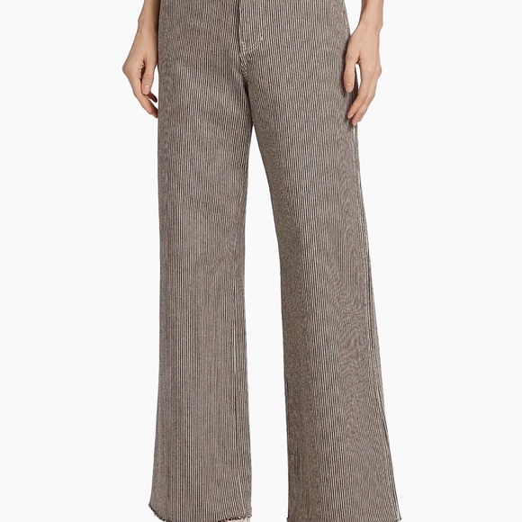 Veronica Beard Taylor Pinstripe High Rise Wide Leg Jean in Cedar, size 28 - Picture 3 of 11